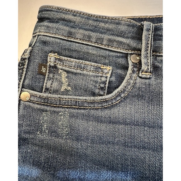 Judy Blue Denim Shorts Women's Size Medium Mid-Rise Cut-off Dark Wash Stretch - Picture 15 of 16